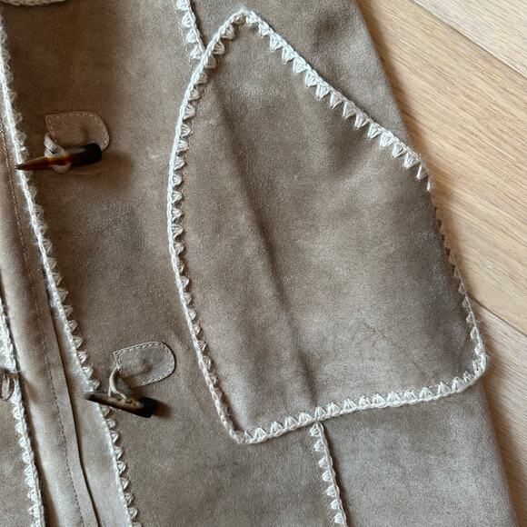 Luciano Abitboul Long Sweater Jacket Boho Leather Wool - Picture 3 of 12